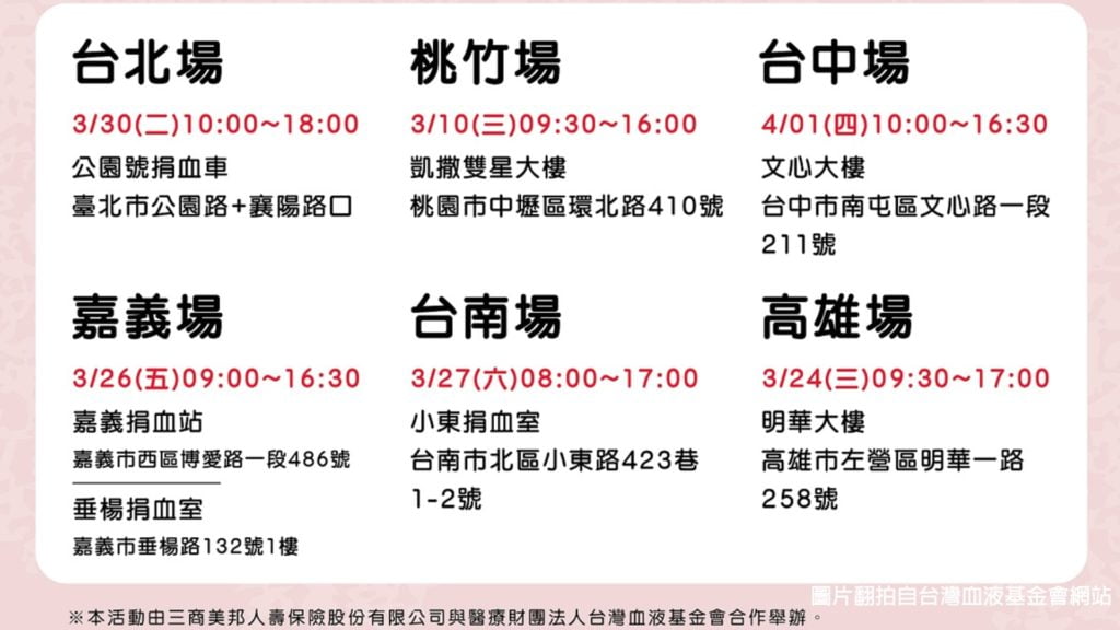 三商有愛熱血常在春季捐血指定捐血點