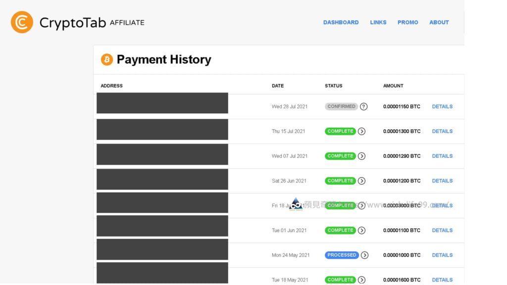 CryptoTab瀏覽器挖礦出金紀錄 20210715 CryptoTab教學 CryptoTab出金