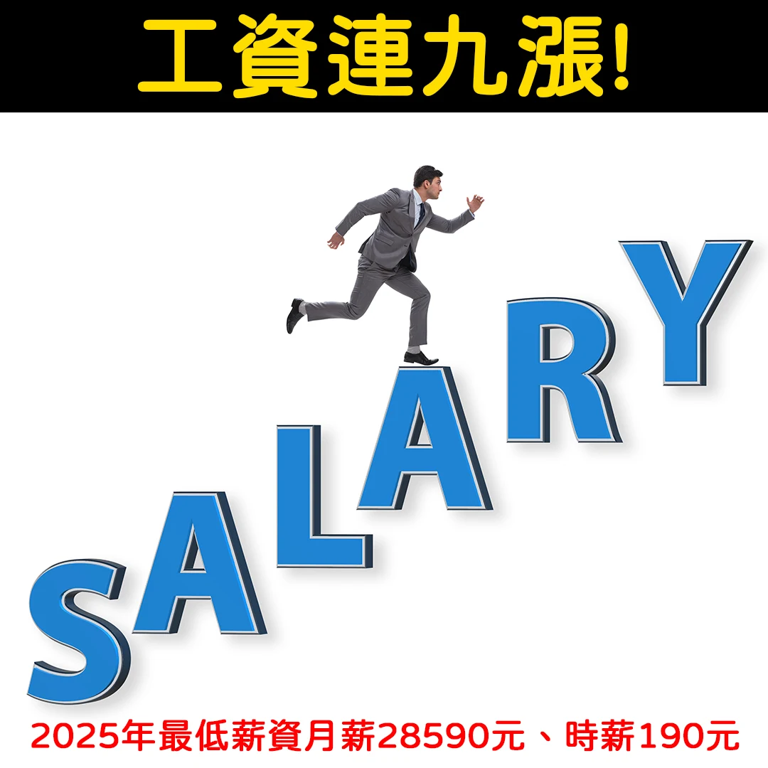 工資連九漲! 2025年最低薪資月薪28590元、時薪190元 最低工資再創新高，勞資共贏的關鍵決策